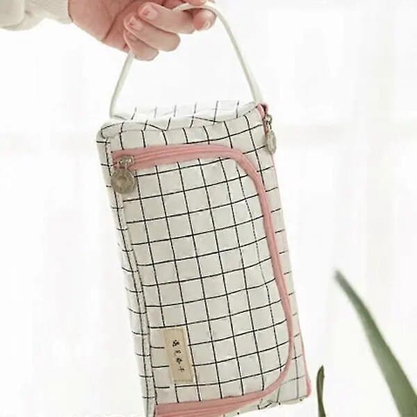 Pennfodral i vit bomull och linne 20x11cm