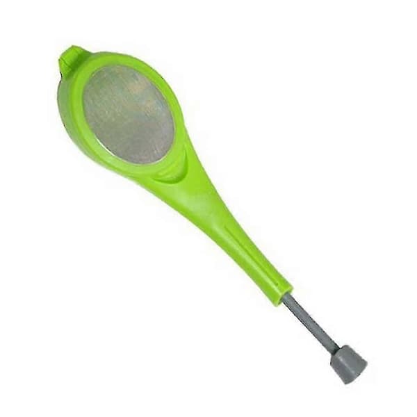 Te-infuser med integreret plastikstempel, genanvendelig til teblade, grøn