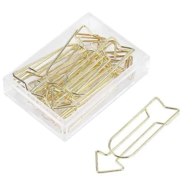 Set med 12 guldpläterade metallklämmor pil 5x1.4cm