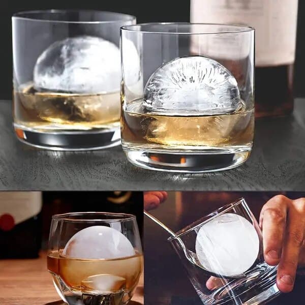 Sæt med 4 runde isterningforme 6 cm silikone lufttæt til whiskycocktail
