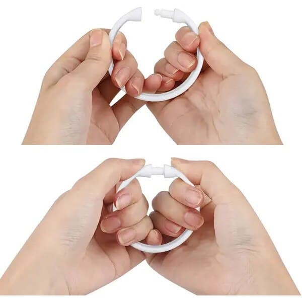 Set med 12 duschdraperiringar, flexibel plast O-formad, vit, O 5,8 cm (ca)