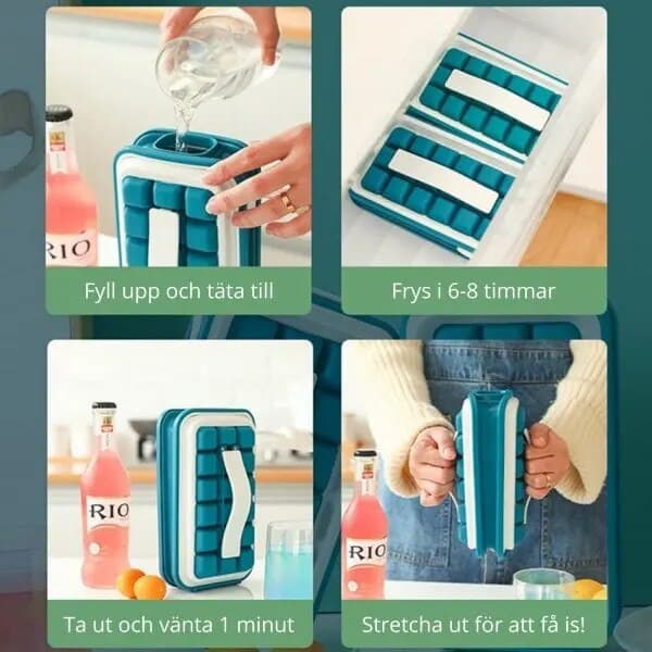 Multifunktionel isterningform 18 terninger hvid silikone 2 i 1