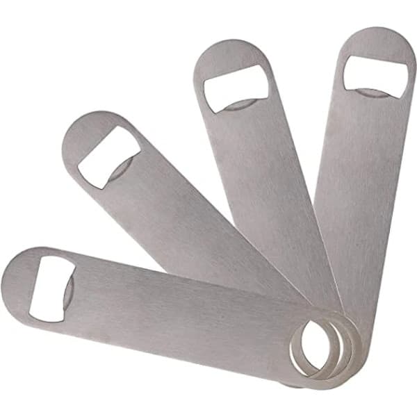 Sæt med 4 flaskeåbnere i rustfrit stål 18 cm, robust sølv