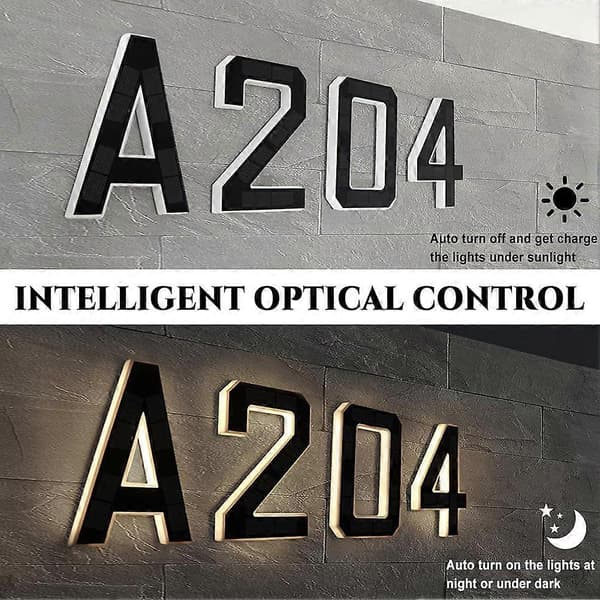 Solcellsdriven LED-husnummer, vattentät, 23x23cm, vit