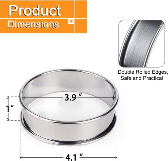 4 stk. - Runde Muffinforme - 10 cm - Rustfrit Stål - Bageforme - Muffinforme - Bageforme i Rustfrit Stål - Runde Non-stick Kageforme -