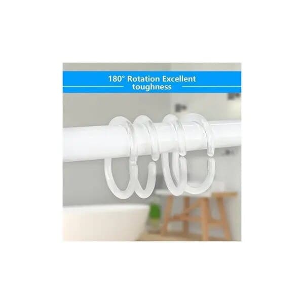 Set med 12 C-ringar för duschdraperi, plast, transparent, innerdiameter 4,5 cm