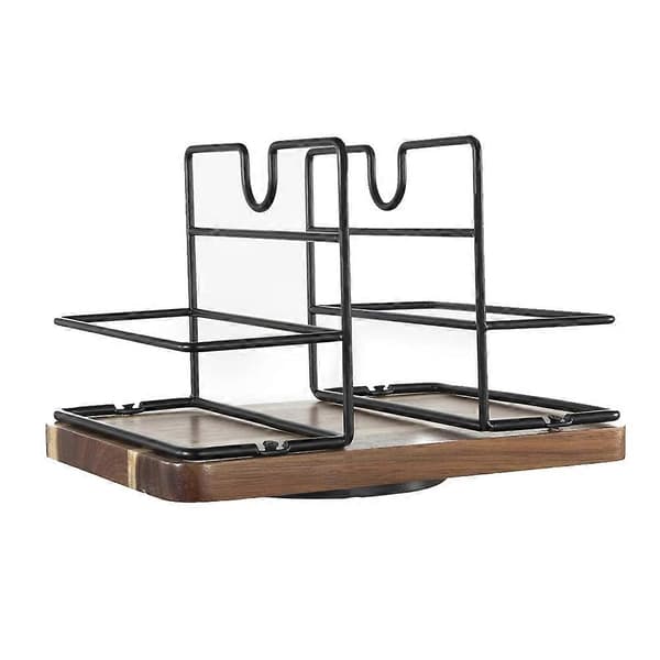 Roterende servietholder, træ og metal, sort, 360°
