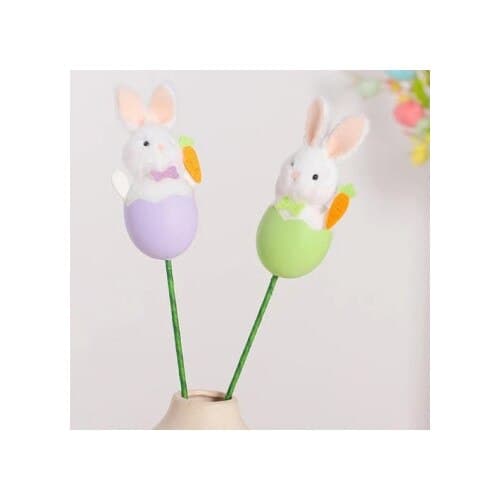 Lyserød lodden kaninfigur 35 cm påskepynt