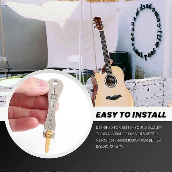 Gitarrstallstift 6 st mässingsändstift för akustisk gitarr med stift