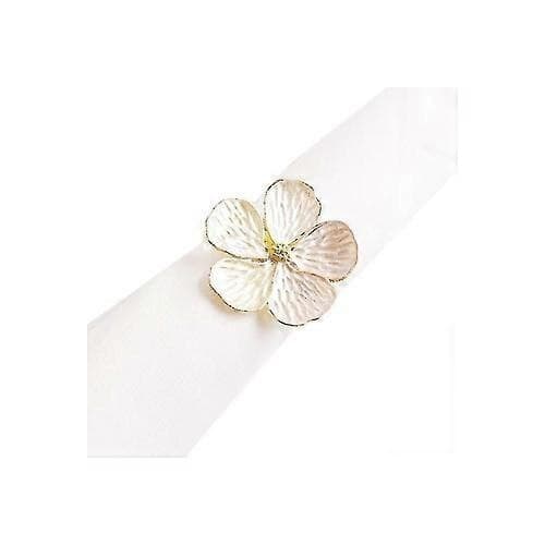 Set med 6 blomservettringar, vitguld, 4 cm