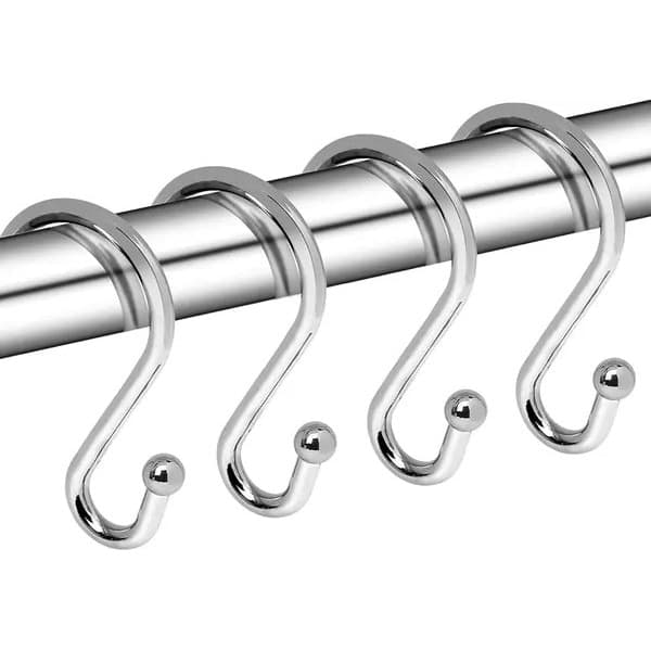 Duschdraperikrokar i zinklegering S, förkromade, O 4,5 mm, silver, set om 12,