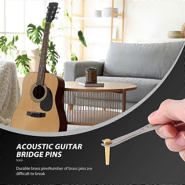 Gitarrstallstift 6 st mässingsändstift för akustisk gitarr med stift