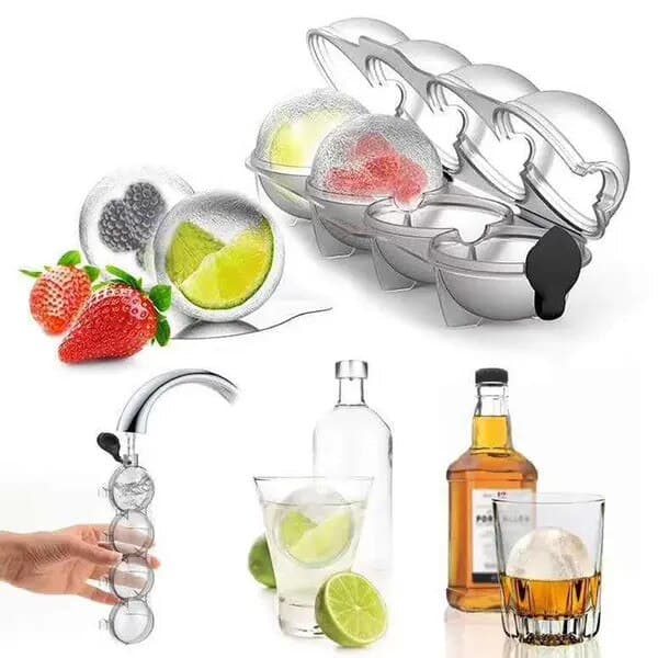 Silikonform för 4 stora isbollar, transparent