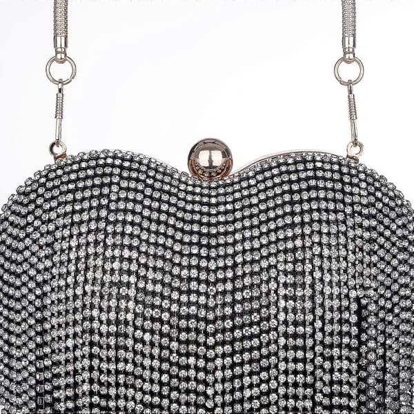 Rhinestone kvast håndtasker til kvinder Aftenhåndtasker Hjerteformede kvast clutch-tasker (sort)