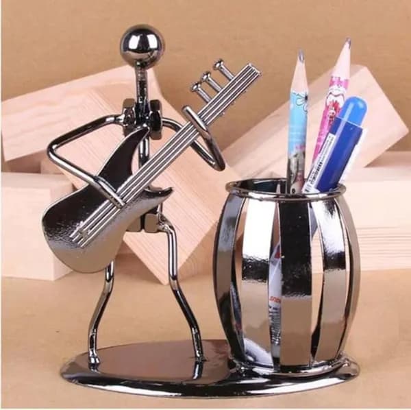 Multifunktionel sort oval metal penneholder 200g