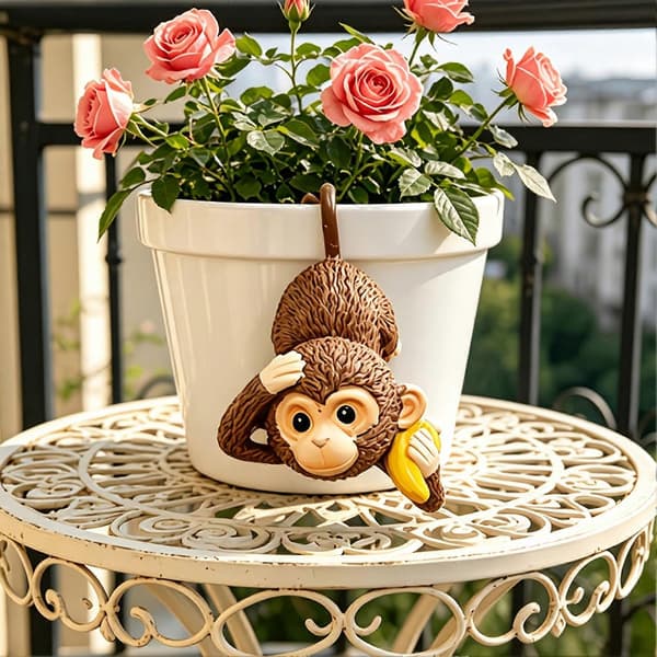 Resinapafigur för blomkruka och planteringsdisplay B
