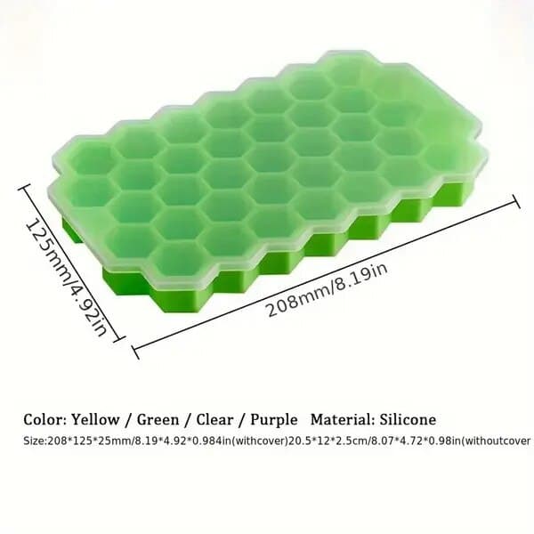 Honeycomb silikone isterningform med låg, blå, sæt med 3