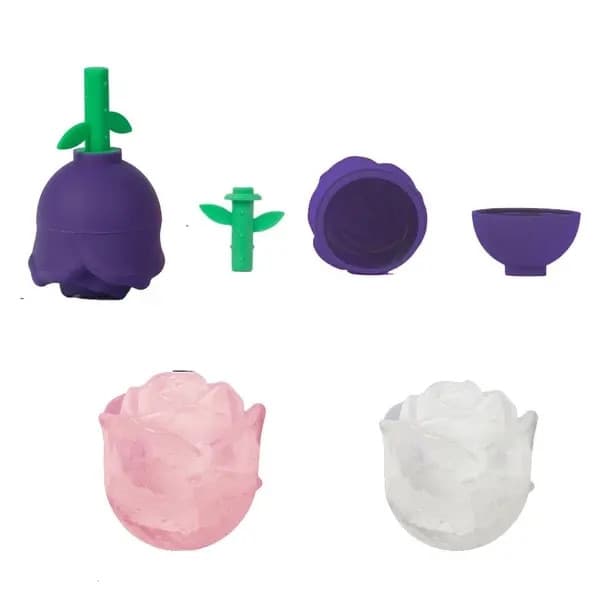 Isbitsform, ros, silikon, flerfärgad, 1 st.