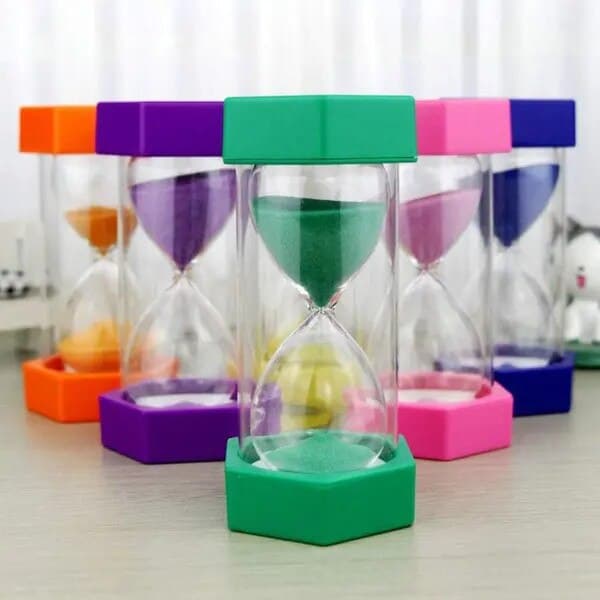 Timeglas, 20 minutter, holdbart plastikhus med glasrør, pink