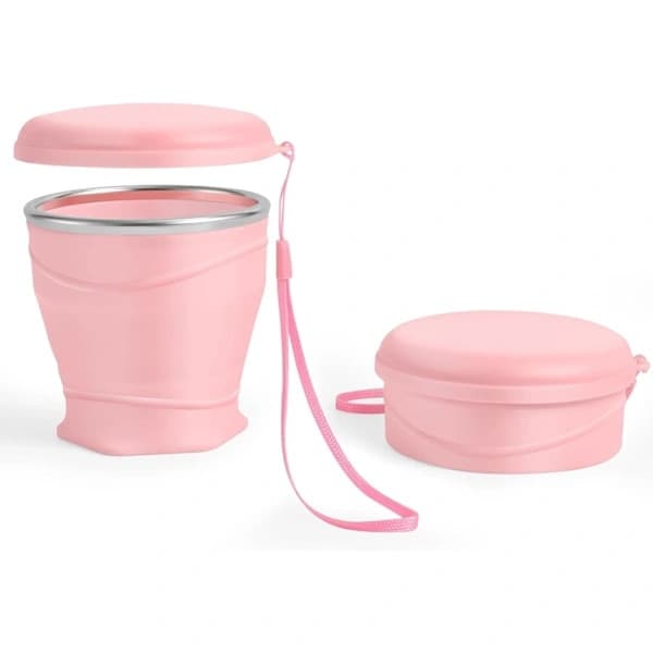 Hopfällbar silikonmugg 180ml rosa 7.3x7.6x5.7cm