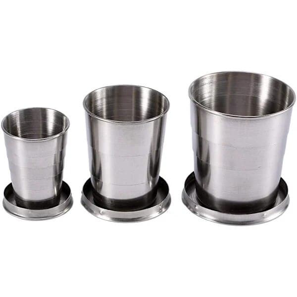 Sammenfoldeligt krus i rustfrit stål, 250 ml, 8x7,8 cm, sølv