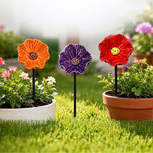 Bifoder, håndlavede harpiksblomster Bi-vandingsstation, Havebestøverkopper Bi-sommerfuglefoder, Mini fuglebad til terrasseplæne 3 stk. orange