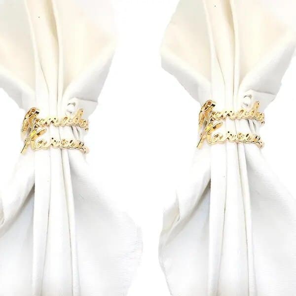 Sæt med 10 Ramadan guld metallic servietringe 4,7 cm