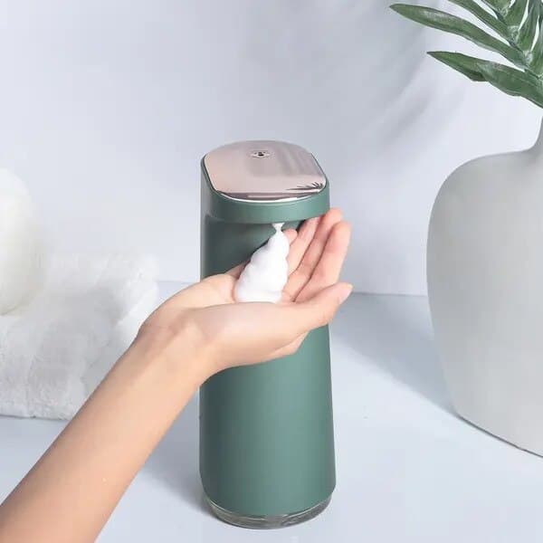 Grøn skumsæbedispenser, sensor, berøringsfri, 100x79x210mm