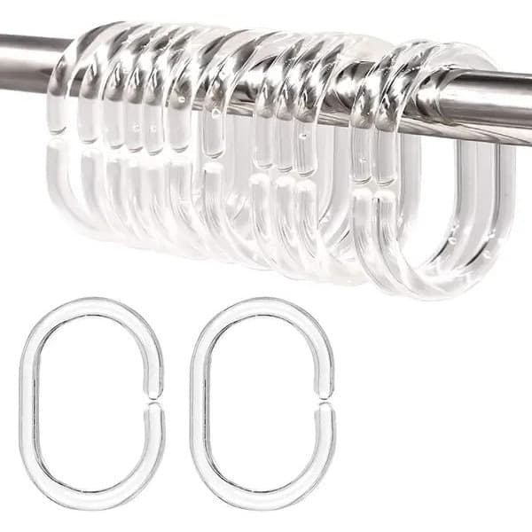 Duschdraperi C-ringar, transparent plast, innerdiameter 4,5 x 2,9 cm, set om 12 st.