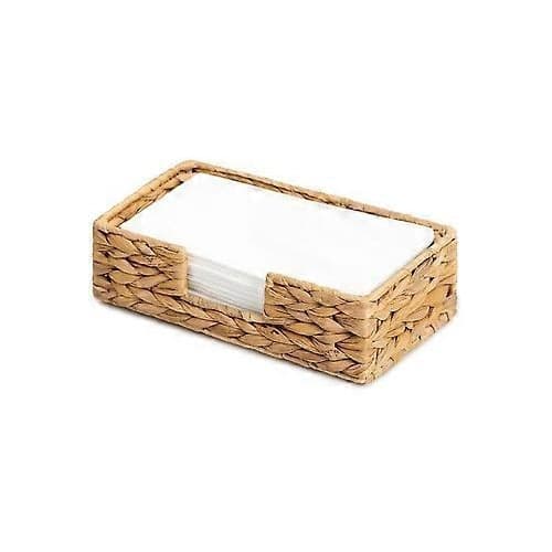 Rektangulær vævet servietholder i rattan, brun, 24x13x7cm