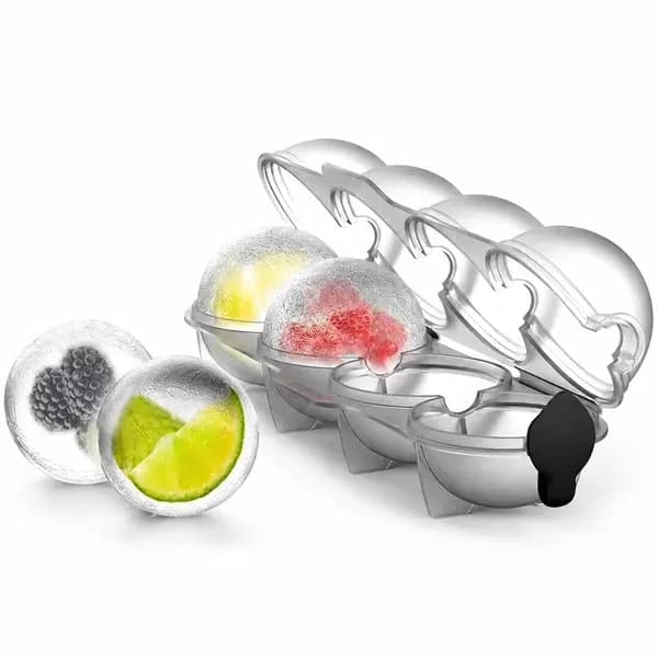 Silikoneform til 4 store iskugler, transparent