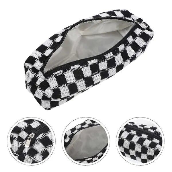 Multifunktionelt sort penalhus 19,5x6,5x5,5cm, stor kapacitet, polyester
