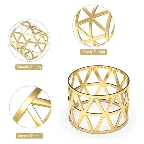Sæt med 10 elegante guld metallic servietringe 4x3cm