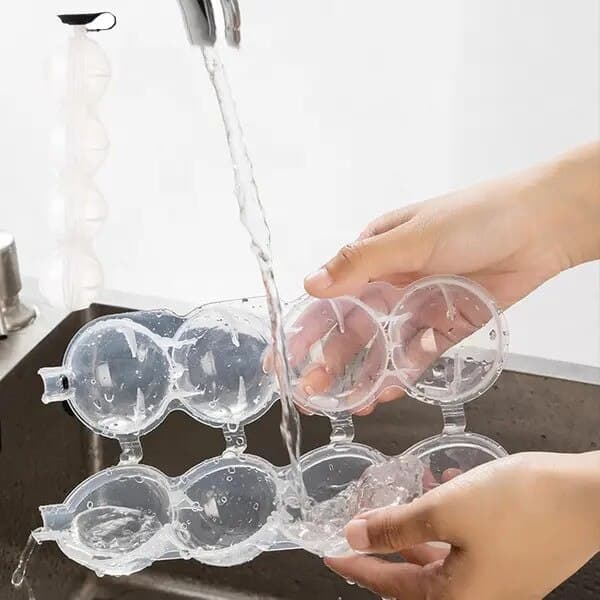 Rund isbitsform 6 cm, set om 4 stycken, silikonlock, transparent