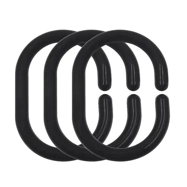 Plast bruseforhæng C-ringe, sort, sæt med 24, ca. 6 x 4 cm