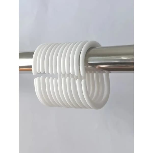 Duschdraperiringar i plast, C-formade, vita, set om 12