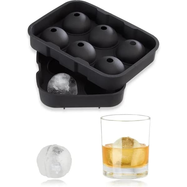 Silikoneform til runde isterninger 6 stk sort 5x17.5x12.5cm