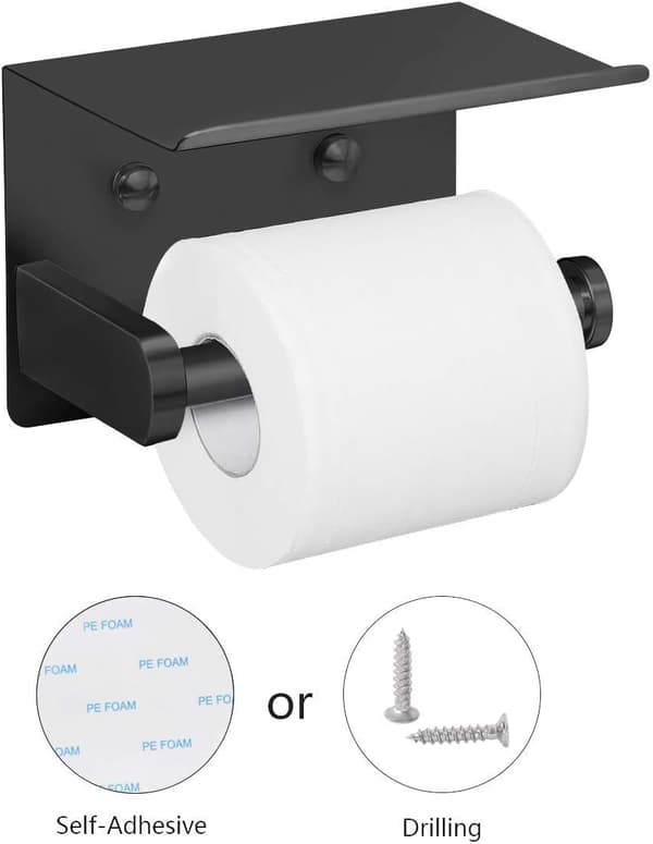 Itsekiinnittyvä wc-paperiteline matkapuhelintelineellä