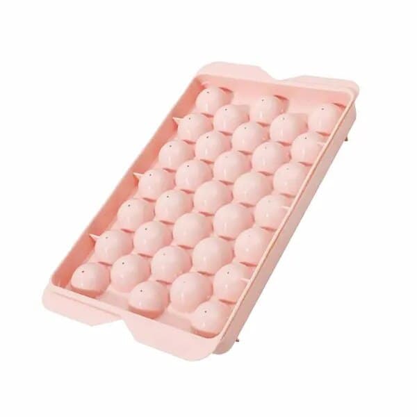 Kugleformet isterningebakke 33 rum, PP plast, pink, 1x