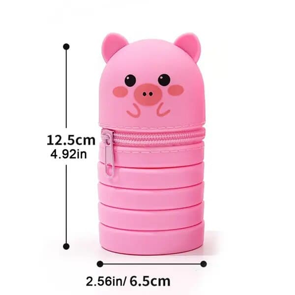 Multifunktionelt foldbart silikone penalhus pink 17x6.5cm