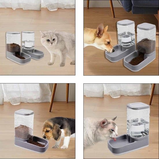 Automatisk katte- og hundefoderdispenser 3.8L - Kattefoderdispenser - Marmorfarve - Fødevaregodkendt materiale - Nem at rengøre