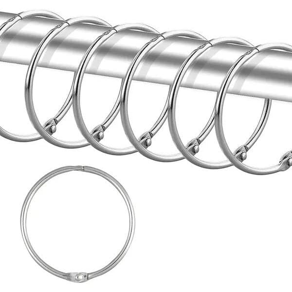 Bruseforhængsringe, rustfrit stål, kliklås, rustbestandig, sort, sæt med 24, diameter 2 tommer (≈5 cm), kode