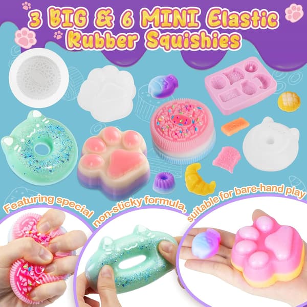 Lysande flytande silikon stort squishy pysselset, barn 6+ år