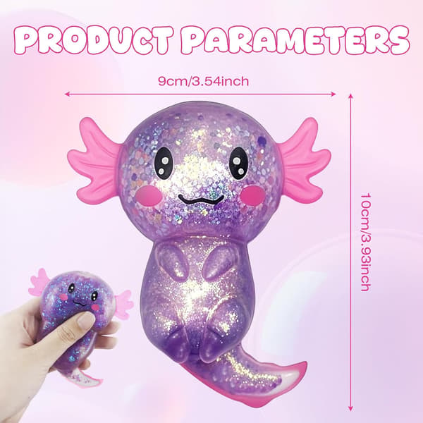 Axolotl Legetøj, Klemmelegetøj, Squishy Bold, 1 Styk, Lilla
