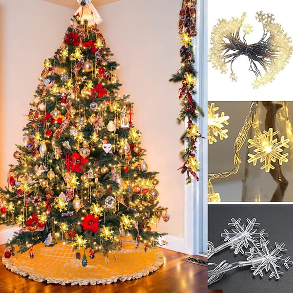 Snöflingeljus, batteridrivna julgransbelysning, 2 meter 10 LED