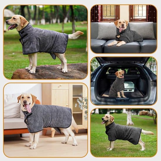 Hundebadekåbe til små og store hunde - hurtigtørrende mikrofiber