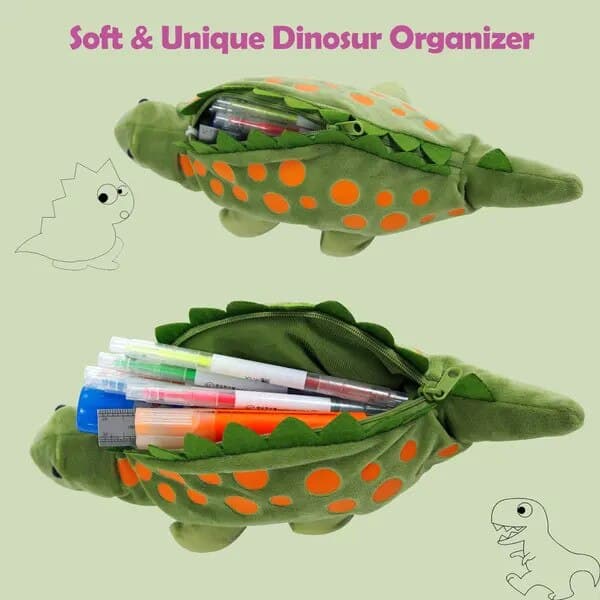 3D Dinosaur penalhus blød plys grøn 20x8x5cm