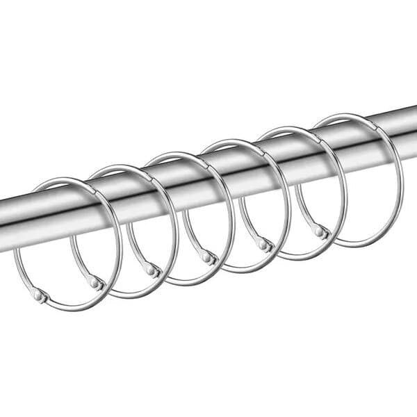 Duschdraperiringar, förkromad zink, silver, set om 12 stycken