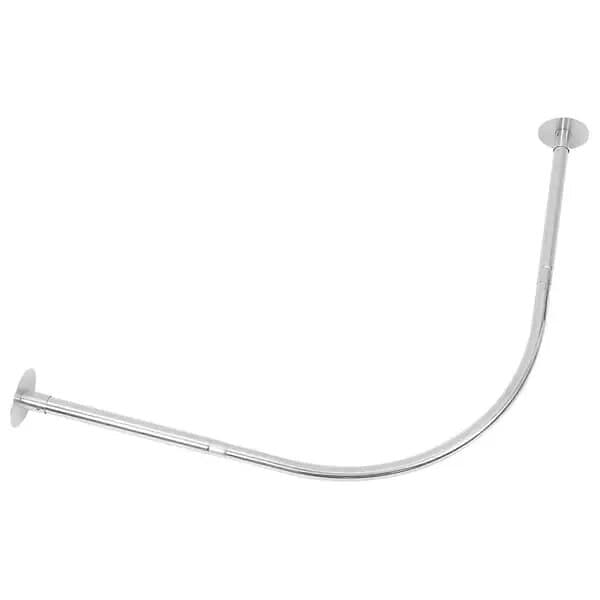 Buet badeforhængsstang, teleskopisk 70–95 cm, 201 rustfrit stål, sølv, diameter 2,5 cm, vægmontering