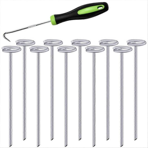 50 st cirkeltopp landskapsstift, 6 tums trädgårdsstake silver
